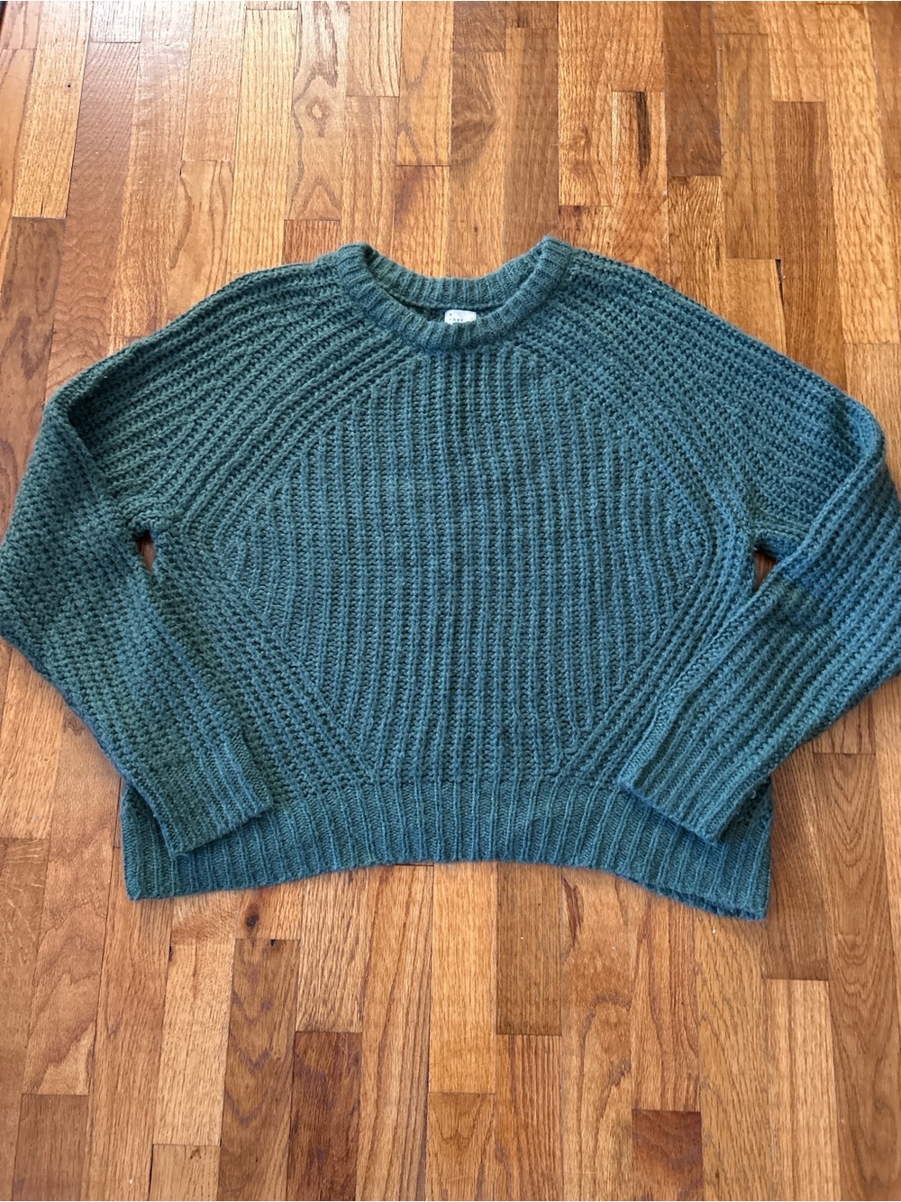 A New Day Dark Green Ribbed Knit Crewneck Sweater Size XL